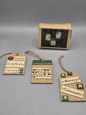 K&Company Scrapbook Heritage Tag Ornaments Set of 3 3D Paper Craft Decor Boxed